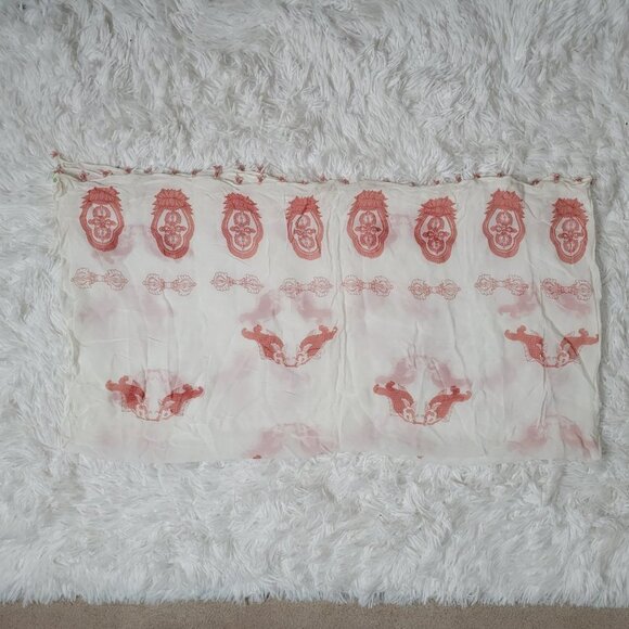 Turtle Beach Designs White Scarf with Beads accent on Trim - Picture 7 of 11